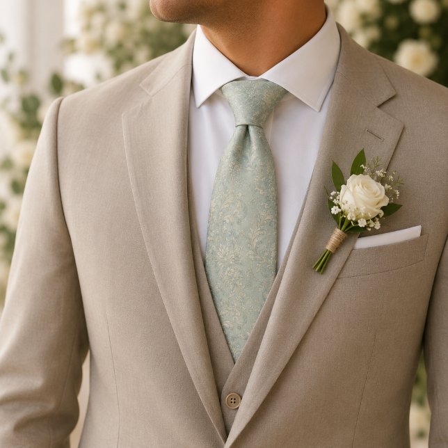 Corbata floral barroca azul polvo (Subido por el creador)
