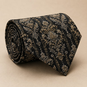 Corbata Floral Barroco de Medianoche de Lujo