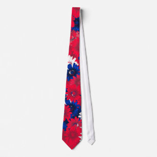 Corbata Floral blanca y azul