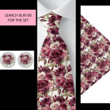 Corbata Floral Borgoña (Parte del Conjunto) BUR100