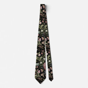 Corbata Floral Botánica Negra