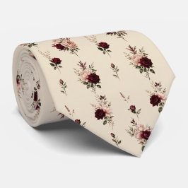 Corbata Floral Burgundy Malhumorado y Rosa Rubor
