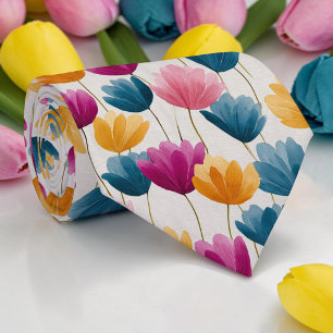 Corbata floral colorida de temporada primavera
