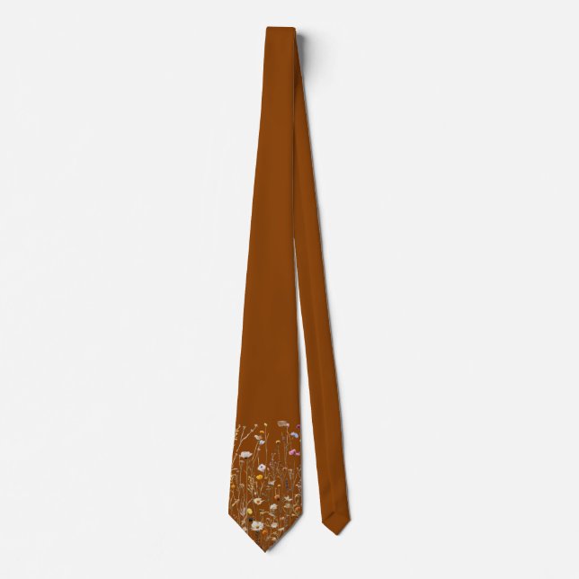 Corbata floral con punta de flores silvestres marr (Anverso)