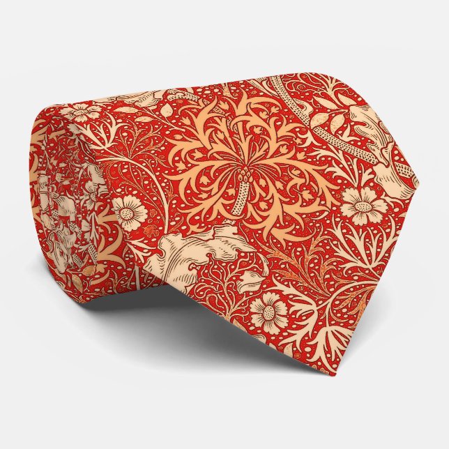 Corbata Floral de algas marinas de Art Nouveau, Naranja de (Enrollado)