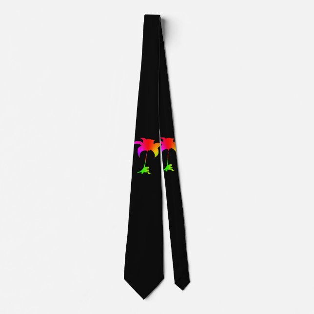 Corbata Floral de arcoiris negro de cuello tropical (Anverso)