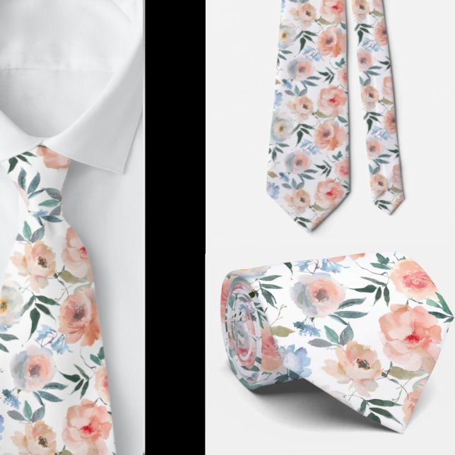 Corbata floral de cuello con polvo de melocotón ro (Subido por el creador)