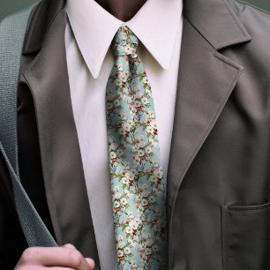 Corbata Floral de Flor de Cerezo Inspirado en William Morr