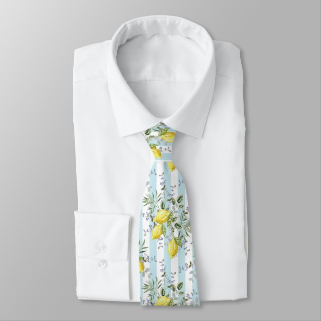 Corbata Floral de Flor de Limón Italiano Franja Mediterrán (Atado)