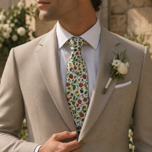 Corbata Floral de Fresa y Pensamiento