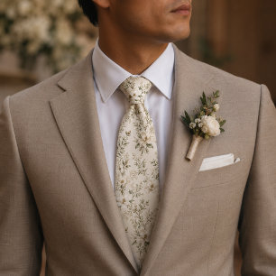 Corbata floral de magnolia marfil