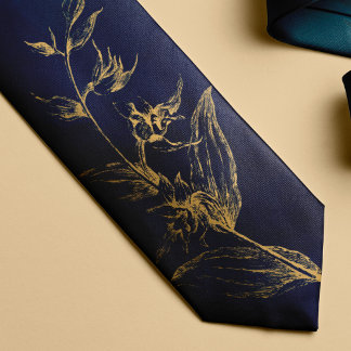 Corbata Floral de oro marino elegante de época