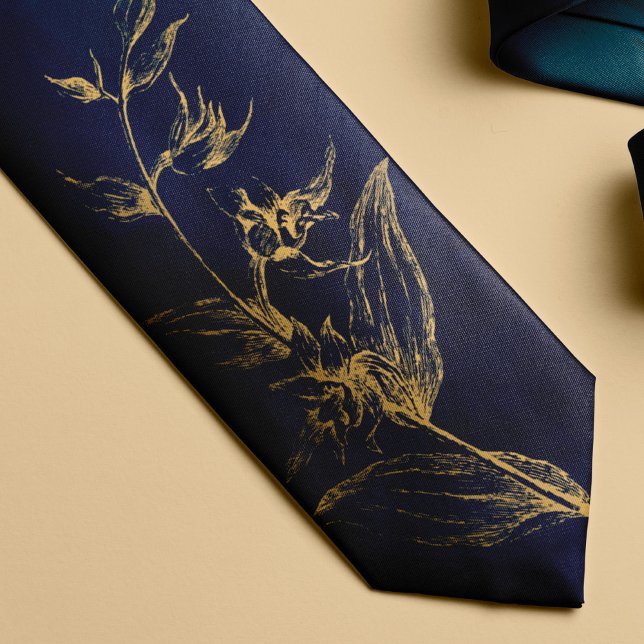 Corbata Floral de oro marino elegante de época (Subido por el creador)