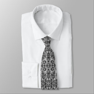 Corbata Floral de paisley blanca y negra para hombres
