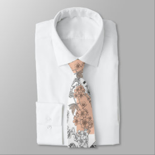 Corbata Floral de Pájaro de Raya de Melocotón Elegante (1)