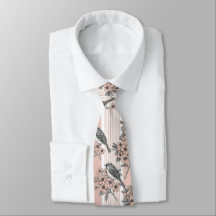 Corbata Floral de Pájaro de Raya de Melocotón Elegante (2)