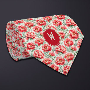 Corbata Floral de Peonies Rojos
