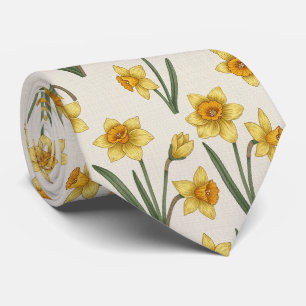 Corbata Floral de primavera Narciso en suave amarillo y ve