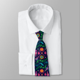 Corbata Floral estilizada con colores divertidos