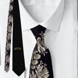 Corbata Floral francés Vintage Black Silver