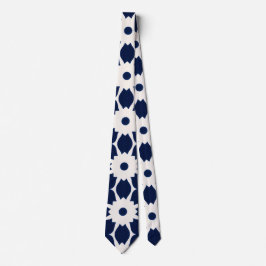 Corbata Floral geométrica azul y blanca de la marina