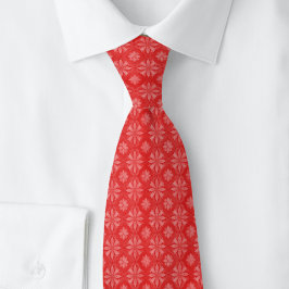 Corbata Floral Geométrico Carmesí