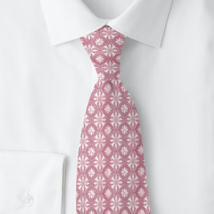 Corbata Floral Geométrico Vino Polvoriento