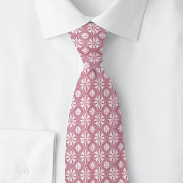 Corbata Floral Geométrico Vino Polvoriento (Subido por el creador)