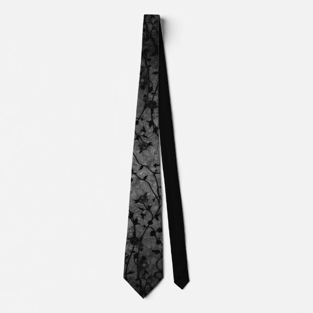 Corbata Floral gótica negra y blanca (Anverso)