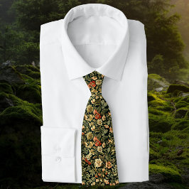 Corbata Floral Green William Morris Inspired Monogram