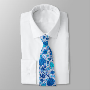 Corbata Floral jacobeo de William Morris, azul de cobalto