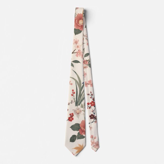 Corbata floral japonesa elegante (Anverso)