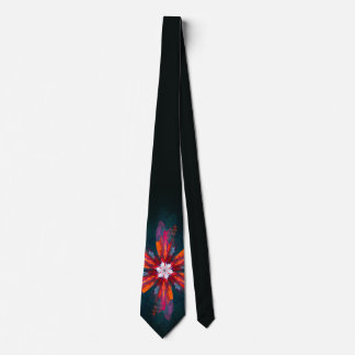 Corbata Floral Mandala Flores Naranja Azul Rojo Resumen
