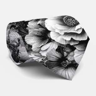 Corbata Floral monocromática antigua con mariposas