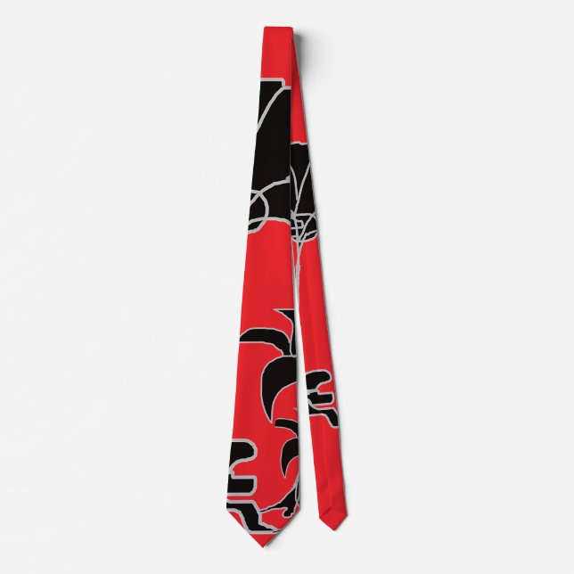 Corbata Floral Negro Rojo (Anverso)