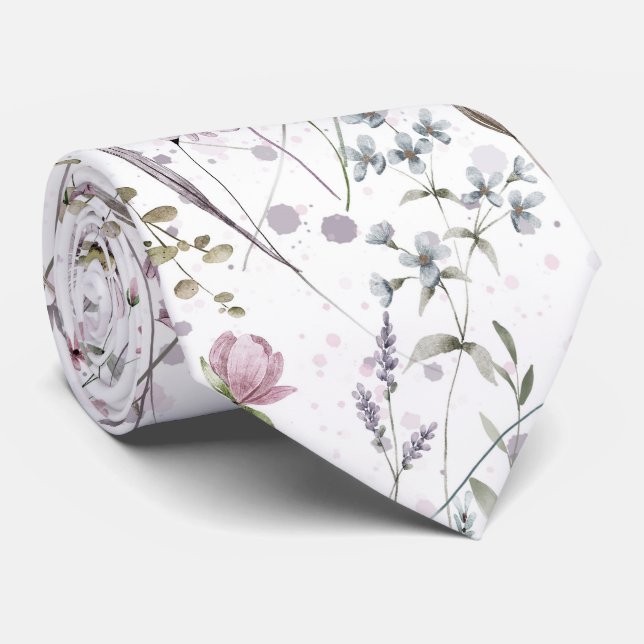 Corbata floral pastel lavanda (Enrollado)