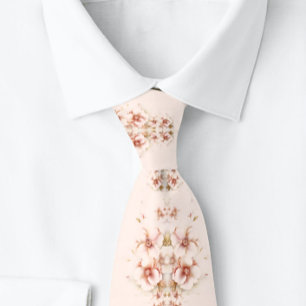 Corbata Floral Peach Elegante Ocasión Especial