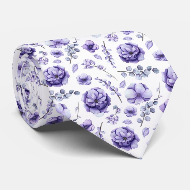 Corbata Floral Púrpura (Enrollado)