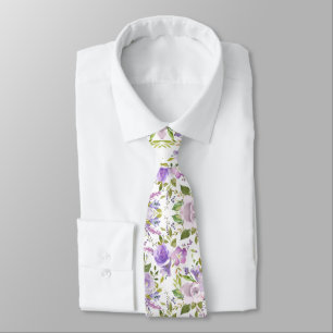 Corbata Floral púrpura de acuarela rusa