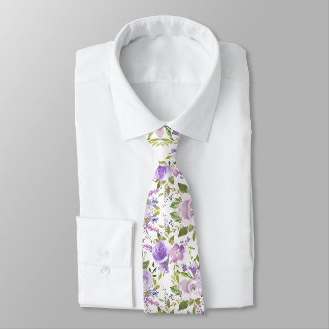Corbata Floral púrpura de acuarela rusa (Atado)
