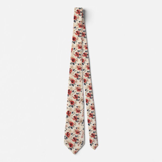 Corbata Floral roja (Anverso)