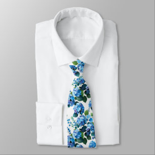 Corbata floral sin costuras de Hortensias Azules y