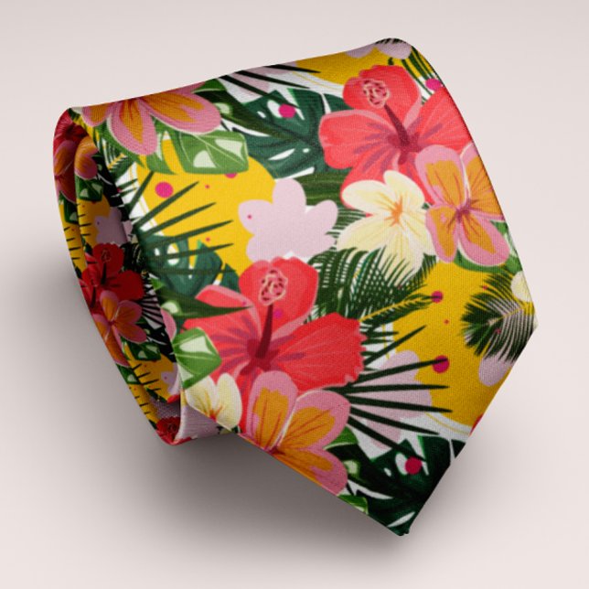 Corbata Floral tropical vibrante y personalizada (Subido por el creador)