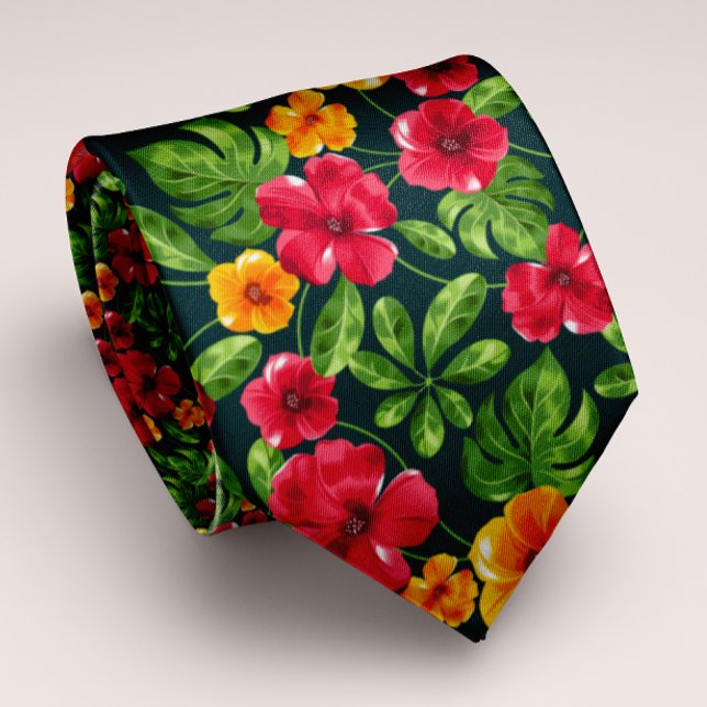 Corbata Floral tropical vibrante y personalizada (Subido por el creador)