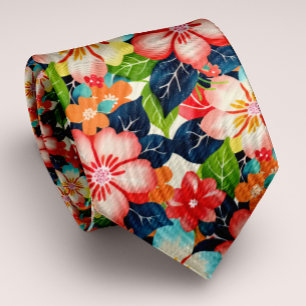 Corbata Floral tropical vibrante y personalizada