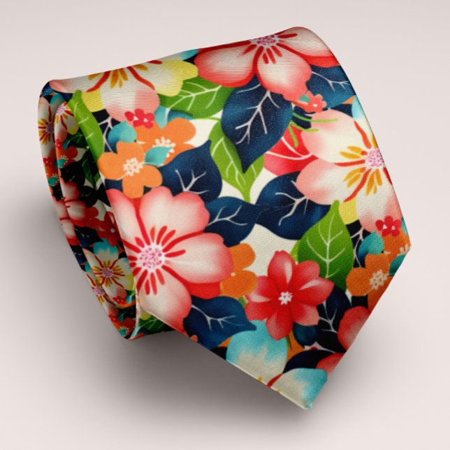Corbata Floral tropical vibrante y personalizada (Subido por el creador)