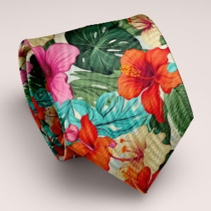 Corbata Floral tropical vibrante y personalizada