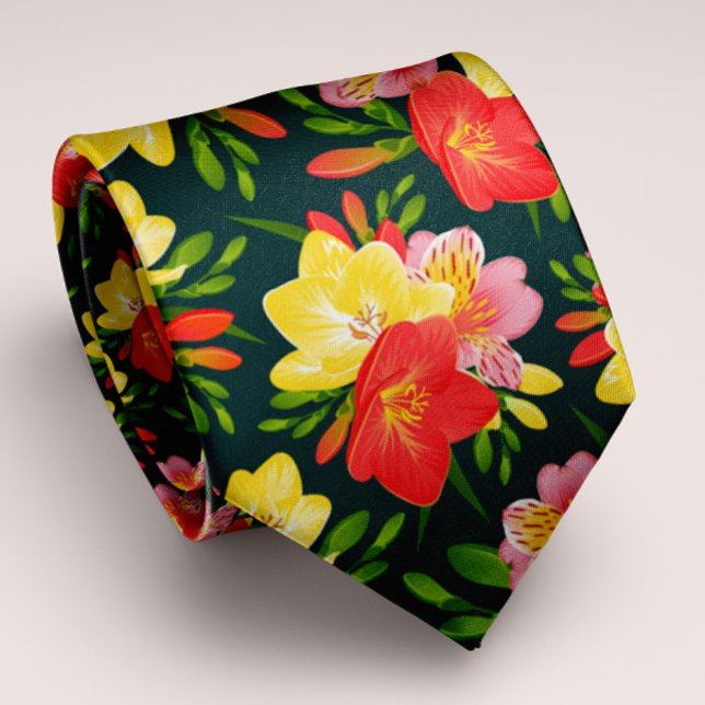 Corbata Floral tropical vibrante y personalizada (Subido por el creador)