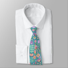 Corbata Floral Verde de mediados de siglo
