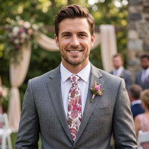 Corbata floral vintage boho rosa